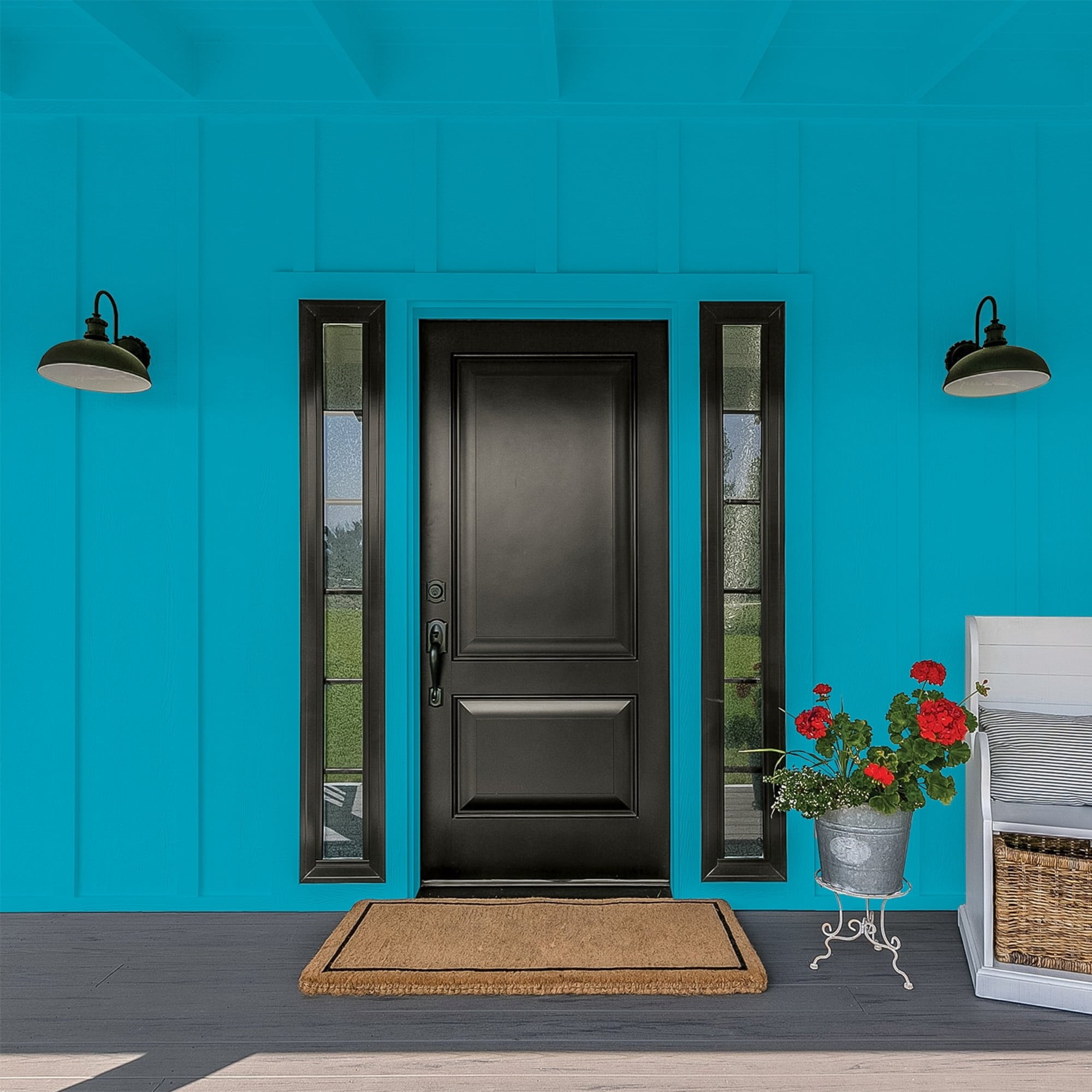 Glidden HEP Mediterranean Blue / Blue Flat Exterior Paint with Primer, 1 Gallon