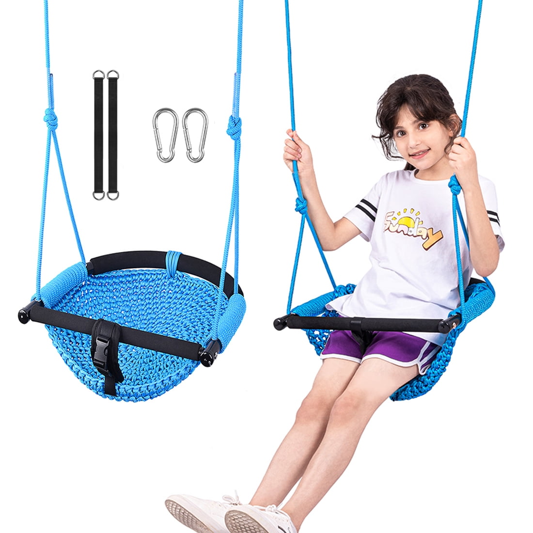 RedSwing Tree Disc Swing for Kids with Adjustable Rope Bonus Hanging Strap Green Rope Swing Seat for Outdoor Indoor Swingset Accessory 