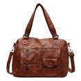 thumbnail image 1 of 1011 Bolso Bandolera Portátil Informal Gran Capacidad Cuero Suave Con Múltiples Bolsillos Retro Europeo Y Americano (marrón), 1 of 9