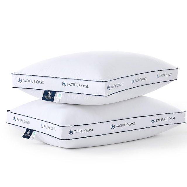 Almohadas para cama Pacific Coast estándar, paquete de 2, pluma y plumón