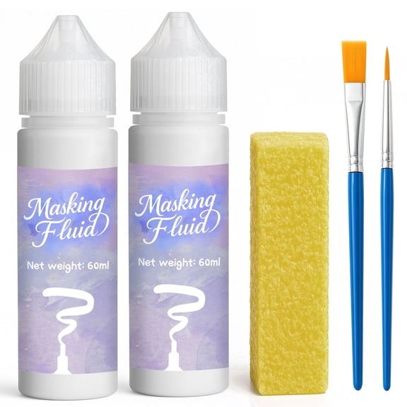120ml Masking Fluid for Watercolor Painting, Art Watercolor Masking Fluid Precise White Space, Easy Peel-Off, for Artists, Beginners (White)