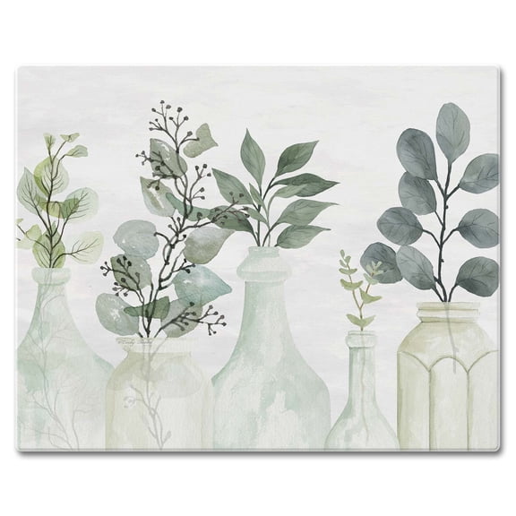 CounterArt Nature's Greenery 3mm Tempered Glass Cutting Board 15" by 12"