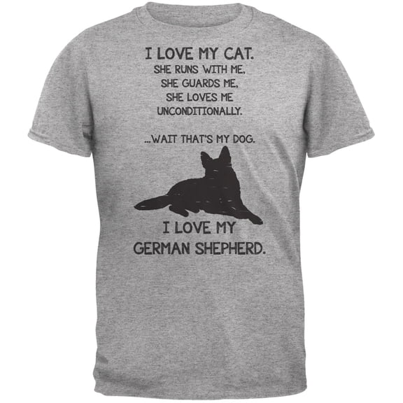 I Love My German Shepherd Girl Heather Grey Adult T-Shirt - Large