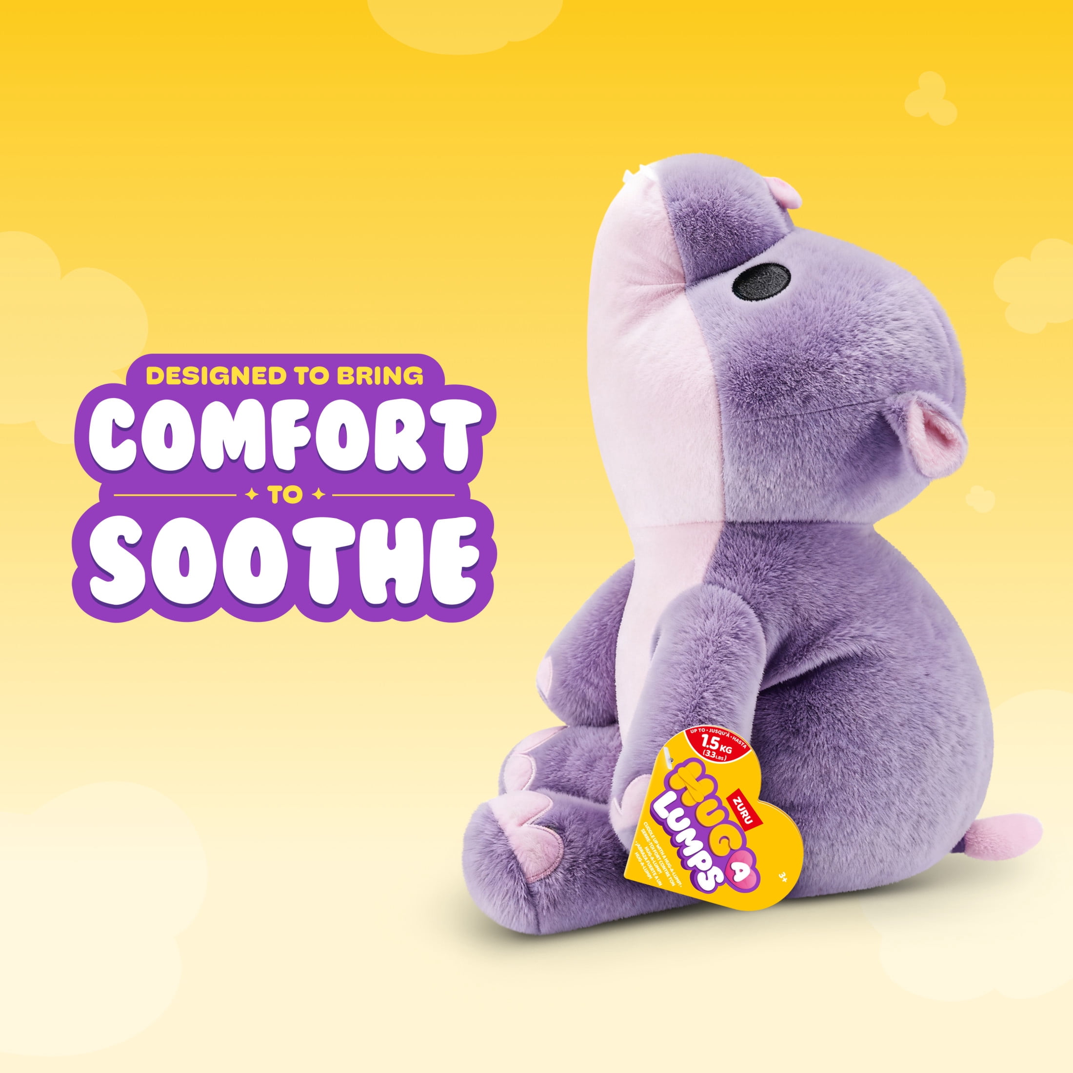 Hug a Lumps Harley the Hippo by ZURU - Medium 3.3lbs Cuddly Squishy Weighted Plush Toy for All Ages