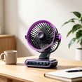 thumbnail image 6 of Led Digital Display Rotatable Desktop Fan, Rechargeable Silent Multi-Speeds Usb Table Cooling Fan For Office Bedroom Travel(8.66*7.09*6.3 in)Purple, 6 of 9