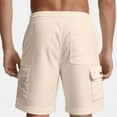 thumbnail image 4 of Havenre Men's Cotton Cargo Shorts Loose Regular Fit Elastic Drawstring Waist Bermuda Shorts Summer Casual Beach Shorts with Pockets Khaki S, 4 of 9