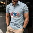 thumbnail image 2 of VBARHMQRT T-Shirt d'Halloween pour Homme Été Quotidien Col Rond Manches Courtes T-Shirt à Boutons à Manches Courtes de Plein Air pour Homme Fête de l'Indépendance Bleu, 2 of 4