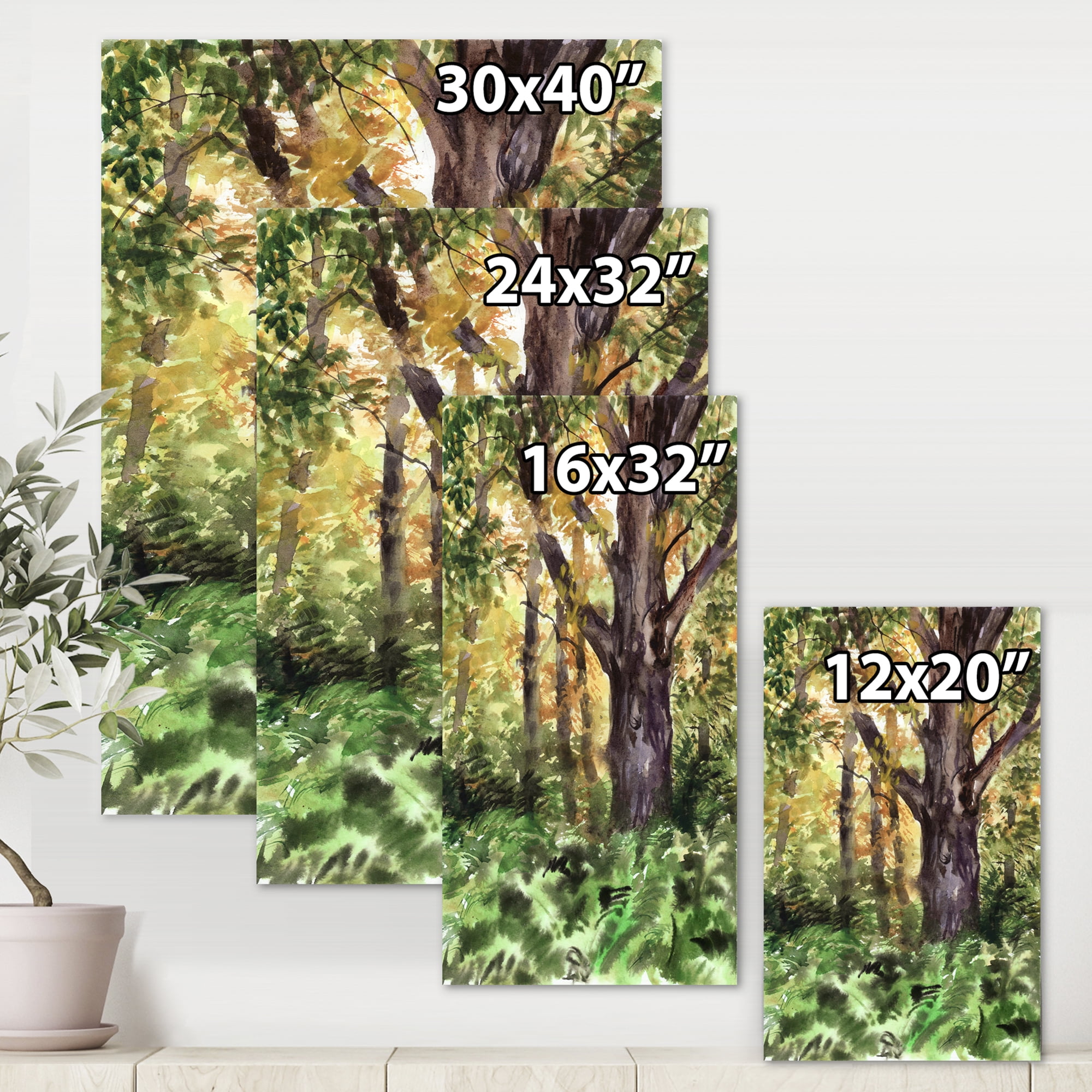 Designart ' Autumn Forest With A Large Tree ' Lake House Canvas Wall Art Print