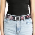 thumbnail image 4 of Buckle-Down Belt, Seatbelt Buckle Belt, Sugar Skulls Gray Pink, 34 to 52 Inches, 4 of 8