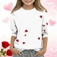 thumbnail image 1 of Blusas y camisas de cuello redondo y manga larga para niños, blusas/camisas de poliéster con estampado de corazones, mangas 3/4 y cuello redondo, elegantes e informales., 1 of 5