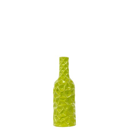 Sm Pull Green - Urban Trends Collection UTC24436: Ceramic Round Bottle Vase with Wrinkled Sides SM Gloss Finish Green