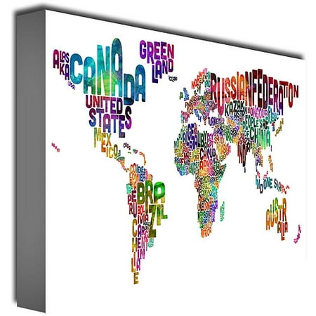 Trademark Art "Typography World Map III" Canvas Art by ...