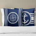 thumbnail image 3 of Navy Blue and White Anchors Pillowcovers Ocean Summer Throw Pillow Covers Coastal Nautical Cushion Case for Sofa Home Decor Bedroom Living Room Outdoor 18 x 18 Inches Set of 2 Beach Theme Pillow Cover, 3 of 6