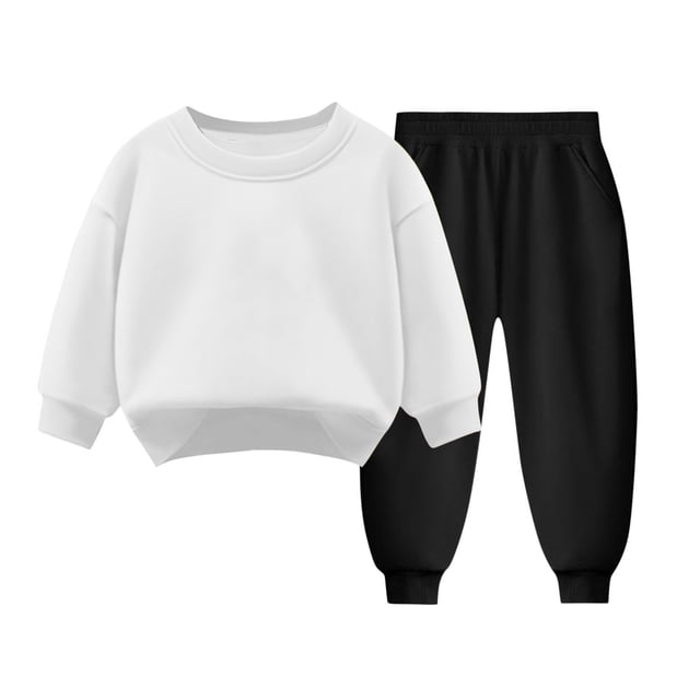 aidice Baby Clothes Unisex Round Neck Long Sleeve Pullover Tops Loose Sweatpants Solid Color Outfits Pockets