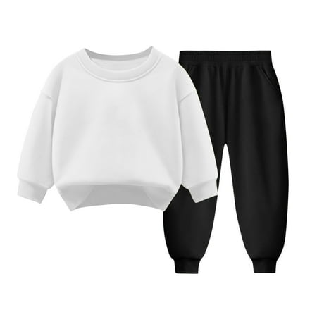 

LAJPXKHY Toddler Outfits Boys Girls Crewneck Long Sleeve Sweatshirts with Sweatpants Fall Winter Casual Kids Sets