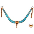 thumbnail image 4 of hilason western leather horse one ear headstall breast collar turquoise crocodil, 4 of 7