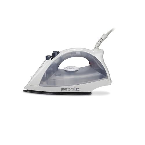 Plancha y vaporizador vertical Proctor Silex para ropa con suela antiadherente, 1200 vatios, ajustes de rociado y chorro de vapor, apagado automático, blanco (17150Y)