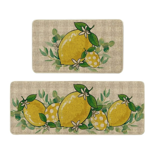 Carpet Set for Indoor Home Kitchen Floor Rug and Mat - Summer Day Kitchen Floor Covering Ensemble for Stylish Living 2PCS