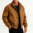 thumbnail image 4 of Dweltoz Men's Lightweight Bomber Jacket Casual Stand Collar Zip Up Soft Outerwear with Side Pockets Fall Winter Fashion Jackets,Brown 2XL, 4 of 5