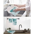 thumbnail image 5 of Marble Turquoise Kitchen Dish Towels for Drying Dishes Set of 2, Abstract Nature Cracks Silver Wavy Waffle Weave Microfiber Hand Tea Bathroom Towels Quick Dry & Absorbent Towel 15.7x23.6, 5 of 7