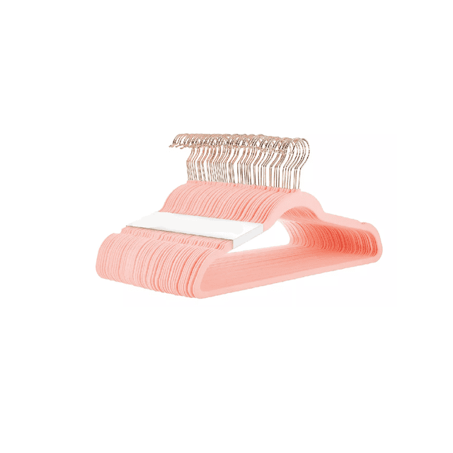 Gancho Para Ropa Terciopelo Antideslizante Premium 50 pzs Rosa claro