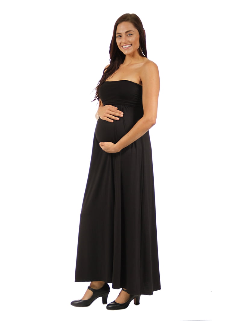 24/7 Comfort Apparel Women's Maternity Strapless Maxi Dress - Elegant,  Comfortable, Vibrant - Walmart.com