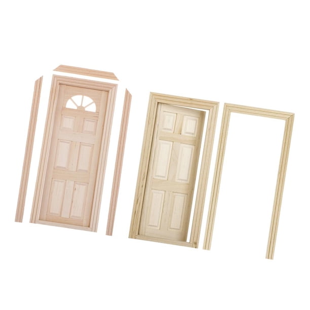 Puerta Interior Blanca De 6 Paneles Para Casa De Muñecas | Escala 1:12 | Madera | 17.3x7.4x0.9 Cm | Hecho A Mano