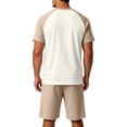 thumbnail image 5 of Sewkxo Mens Pajamas Set Lightweight Summer Pjs Sleepwear Soft Comfy Short Sleeve Sleep Set With Pocket,Khaki 3XL, 5 of 5