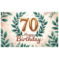 thumbnail image 7 of Elegant Design Happy Birthday Banner Decorative Green Leaves Gold Number 70 for Milestone Celebration Indoor Party Event, 7 of 7