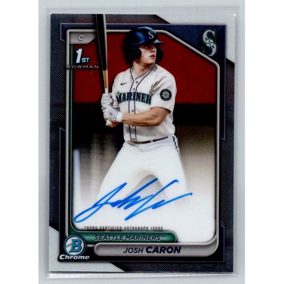 Collectible 2024 Bowman Draft Chrome Josh Caron #CPA-JCA Autographs Baseball Card Topps Seattle Mariners Seattle Mariners MLB Autographed Baseball Trading Card