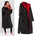thumbnail image 2 of Parka de natación, bata cambiante de manga larga, manga larga, gran tamaño, lana de cordero, poncho cambiador de secado rápido, anorak resistente a la Negro Rojo M Macarena Chaqueta cambiante de bata, 2 of 8