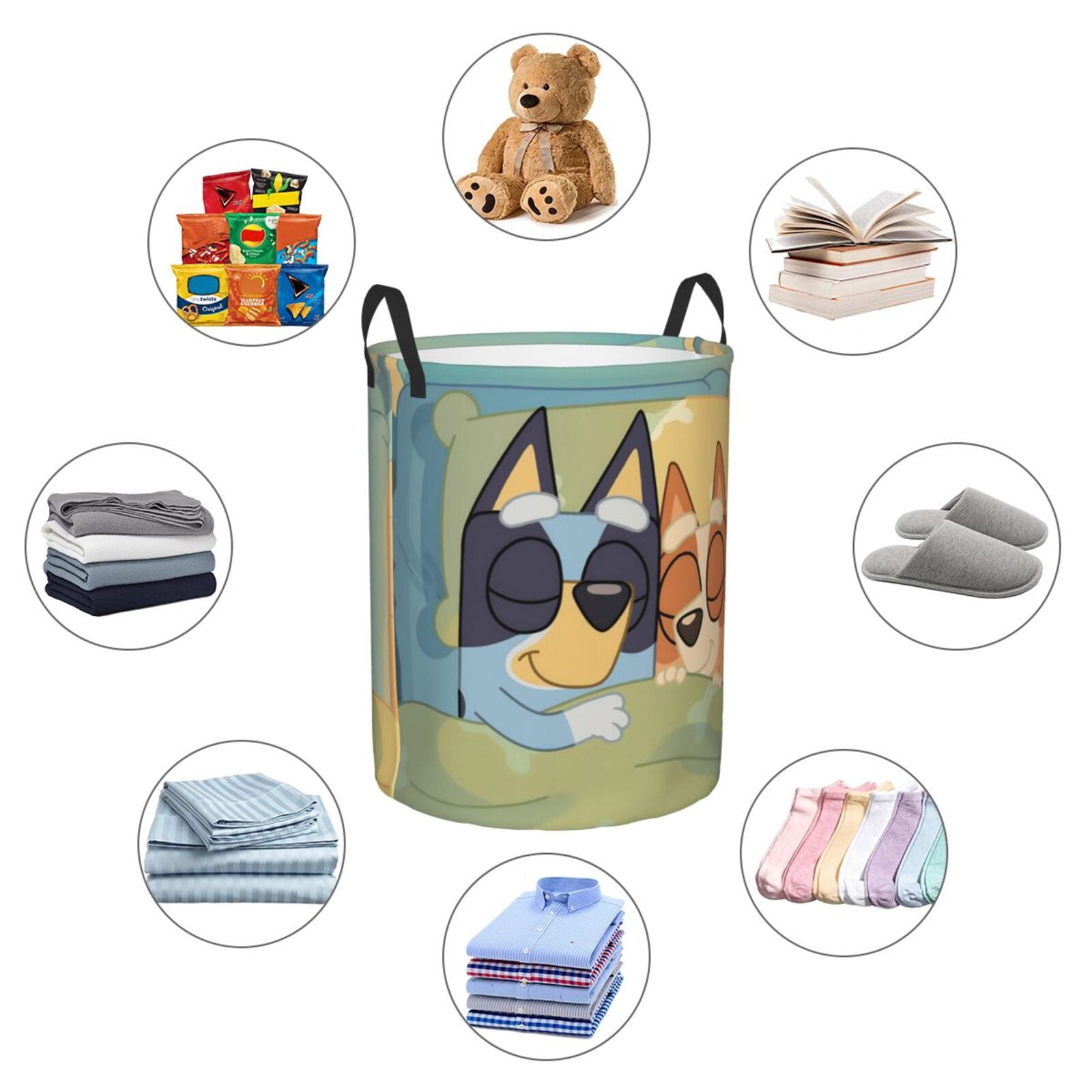 Johaoi Bluey Pattern Round Large Laundry Basket -Storage Basket - Toy Storage Basket, Perfect as Hamper, Kids Room Storage, and Toy Containment-