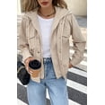 thumbnail image 5 of Women's Beige 2 in 1 Thermal Knit Textured Hooded Jacket – Cozy Casual Layer for Fall & Autumn | L, 5 of 5