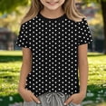 thumbnail image 2 of Zpanxa T Shirts for Girls Solid Color Round Neck Loose Fit Print Pattern Top Polyester Spandex 11 Years, 2 of 5