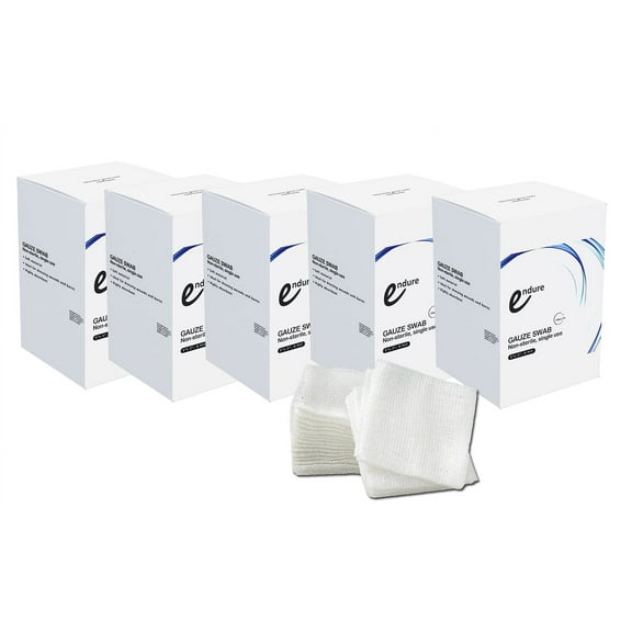 500 Count - 2" x 2" Non-Sterile Gauze Swab Standard, Folded Edge, Endure Industries