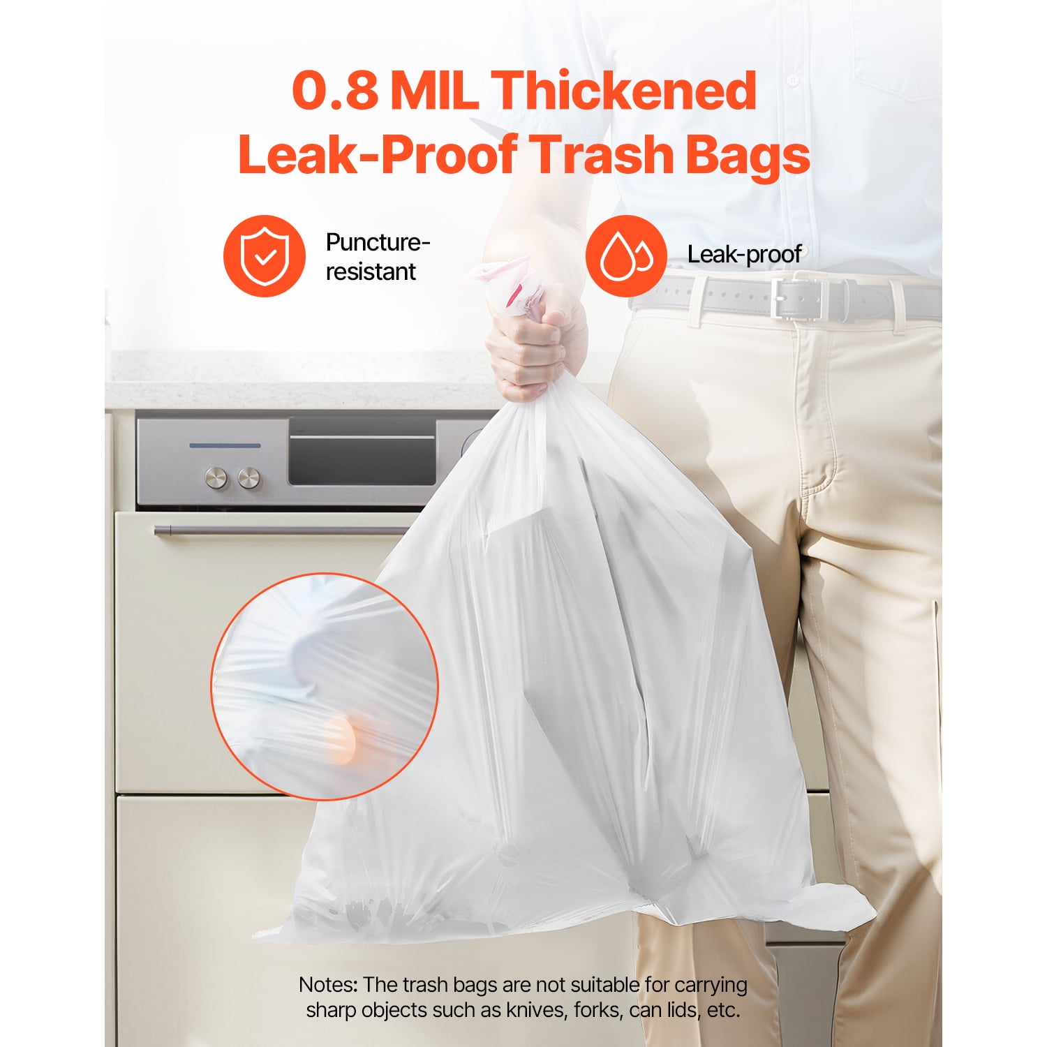 KFFKFF Drawstring Trash Bags, 13 Gallon 110 Count Tall Kitchen Bags, Thick Fresh Scent Garbage Bags, Recyclable Bin Bags with Drawstrings, for Home Kitchen, Office, RV, and Camping (White)