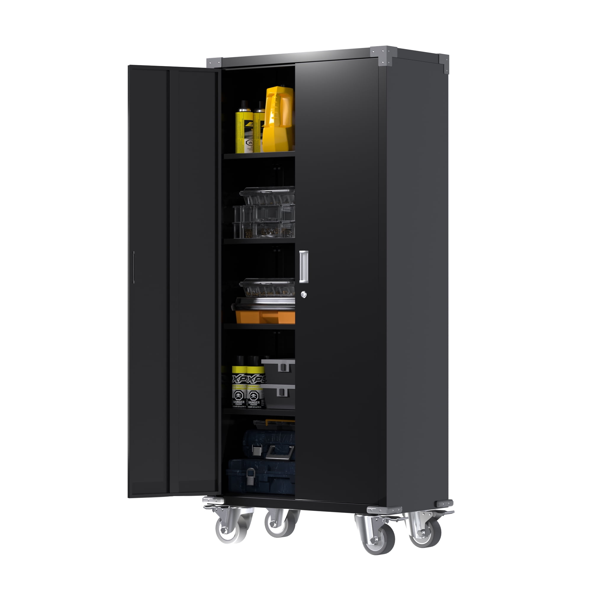 72 inches Metal Garage Storage with Wheels, Locking