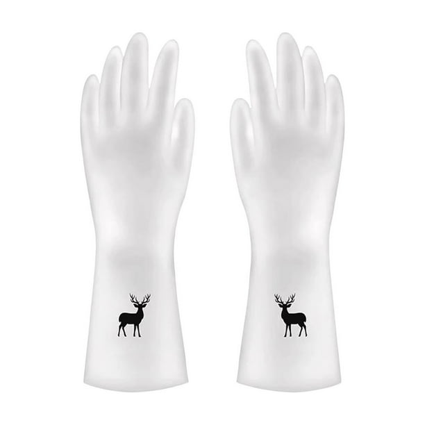 Pisexur Batería de cocina Guantes de látex de goma impermeables para lavavajillas, 1 par, puños medianos y largos, para limpieza doméstica, lavandería y jardinería. para la cocina del hogar