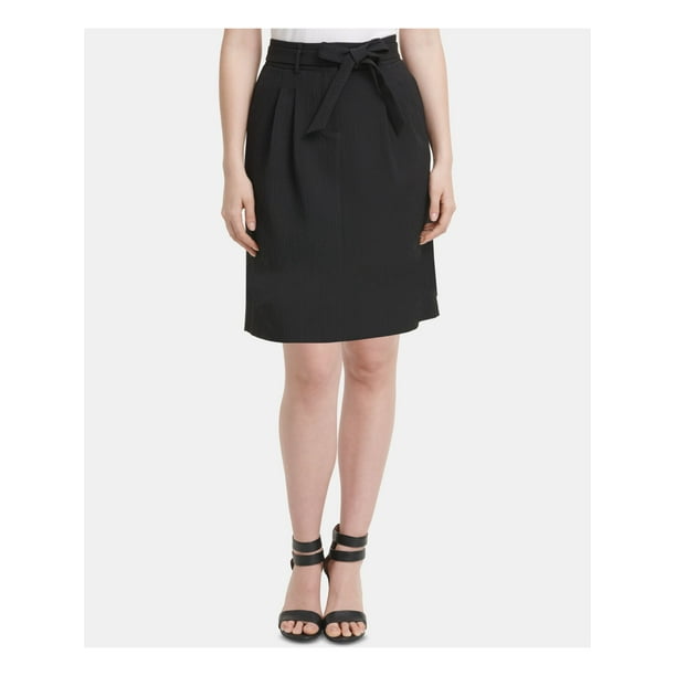DKNY DKNY Womens Black Knee Length ALine Wear To Work Skirt Size 14