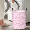 thumbnail image 4 of Laundry Basket, Ribbon Bow Laundry Hamper Waterproof Laundry Bag Clothes Hamper Laundry Bin with Handles for Bedroom, Living Room, Kids Room, 4 of 6