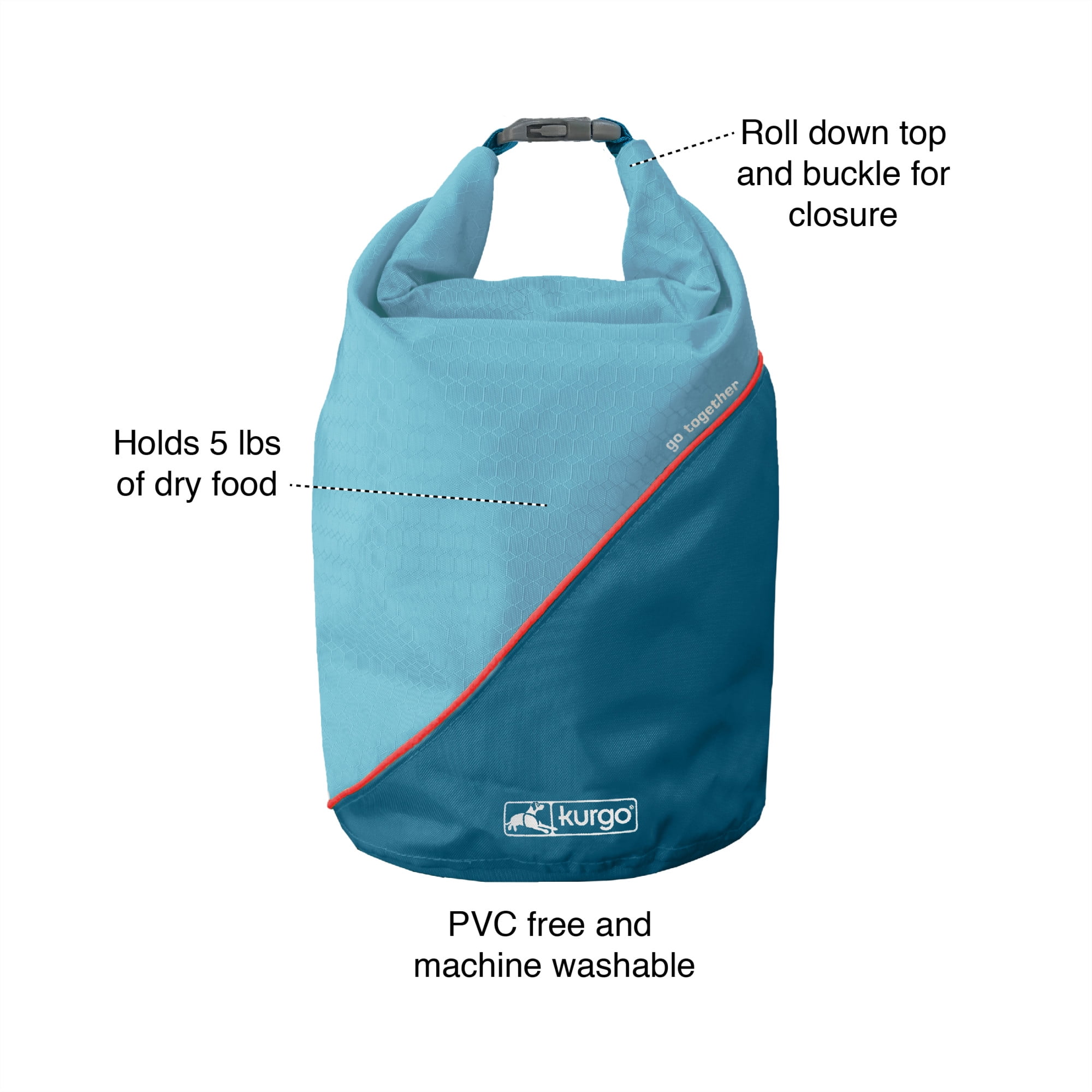 Kurgo Kibble Carrier for Dogs Dog Food Travel Bag Pet Food Travel Storage Container Travel Accessories for Camping Easy to Clean PVC Free Foldable Holds 5 Pounds Red Walmart