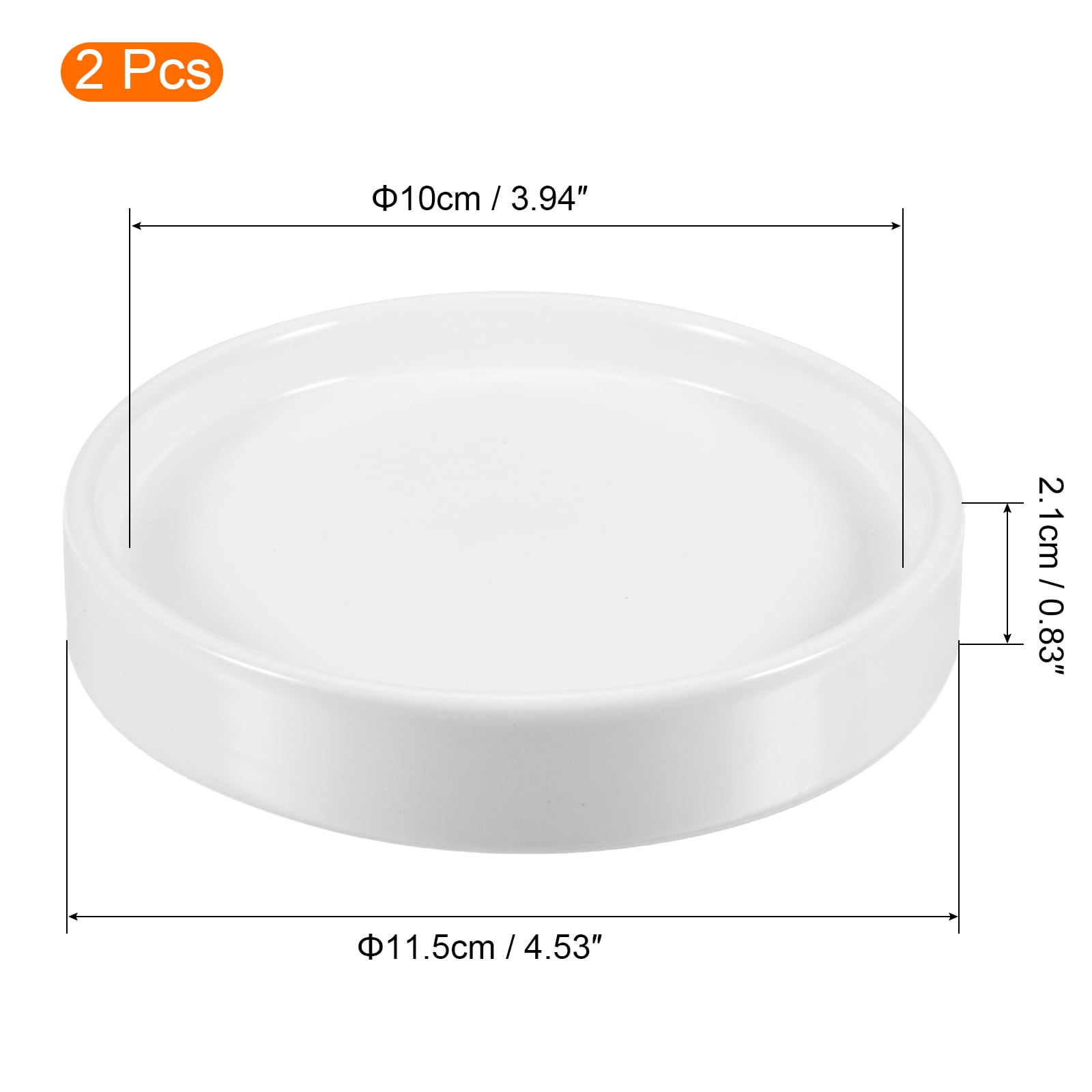 Unique Bargains Ceramic Round Plant Pot Saucer Drip Tray for Gardening 2pcs White 11.5cm