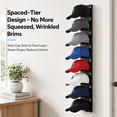 thumbnail image 6 of Charcrocsm Hat Organizer,2 Pack for Baseball Caps, Adhesive Wall Hat Rack One Hat One Layer, Wall Mounted Hat Hooks for Door Closet Bedroom, Black, 6 of 7