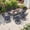 Blue Cushion, variant on Hzzkey 7-Piece Outdoor Dining Set, Cast Aluminum Rectangle Table with Swivel Chairs, Red Cushions, Umbrella Hole