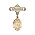 thumbnail image 1 of 14kt Yellow Gold Baby Badge with St. Christina the Astonishing Charm and Godchild Badge Pin 1 X 5/8 inches, 1 of 1