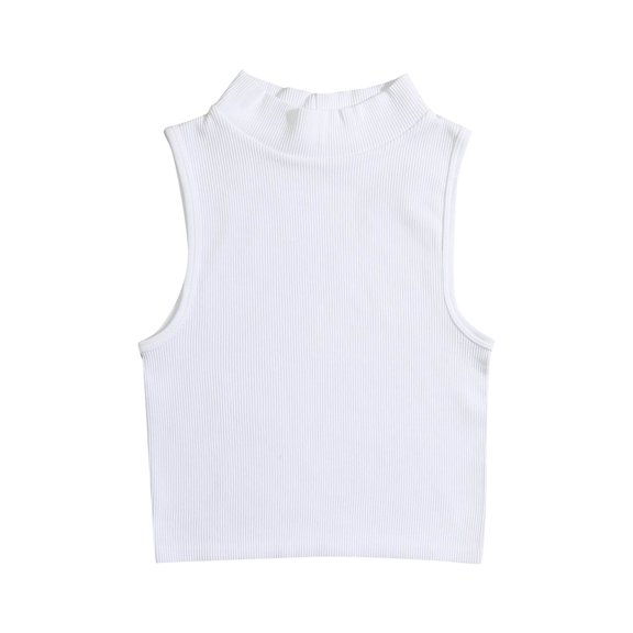 FAIWAD Women's Summer Mock Neck Tank Tops Sleeveless Casual Pullover Vest Casual Basic Slim Solid Color Tee Shirts