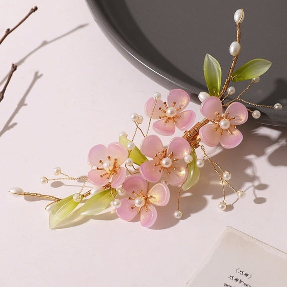 Flower Hair Clips For Women and Girls - Chinese Hanfu Hair Accessories - Rhinestone, Pearl Hairpins