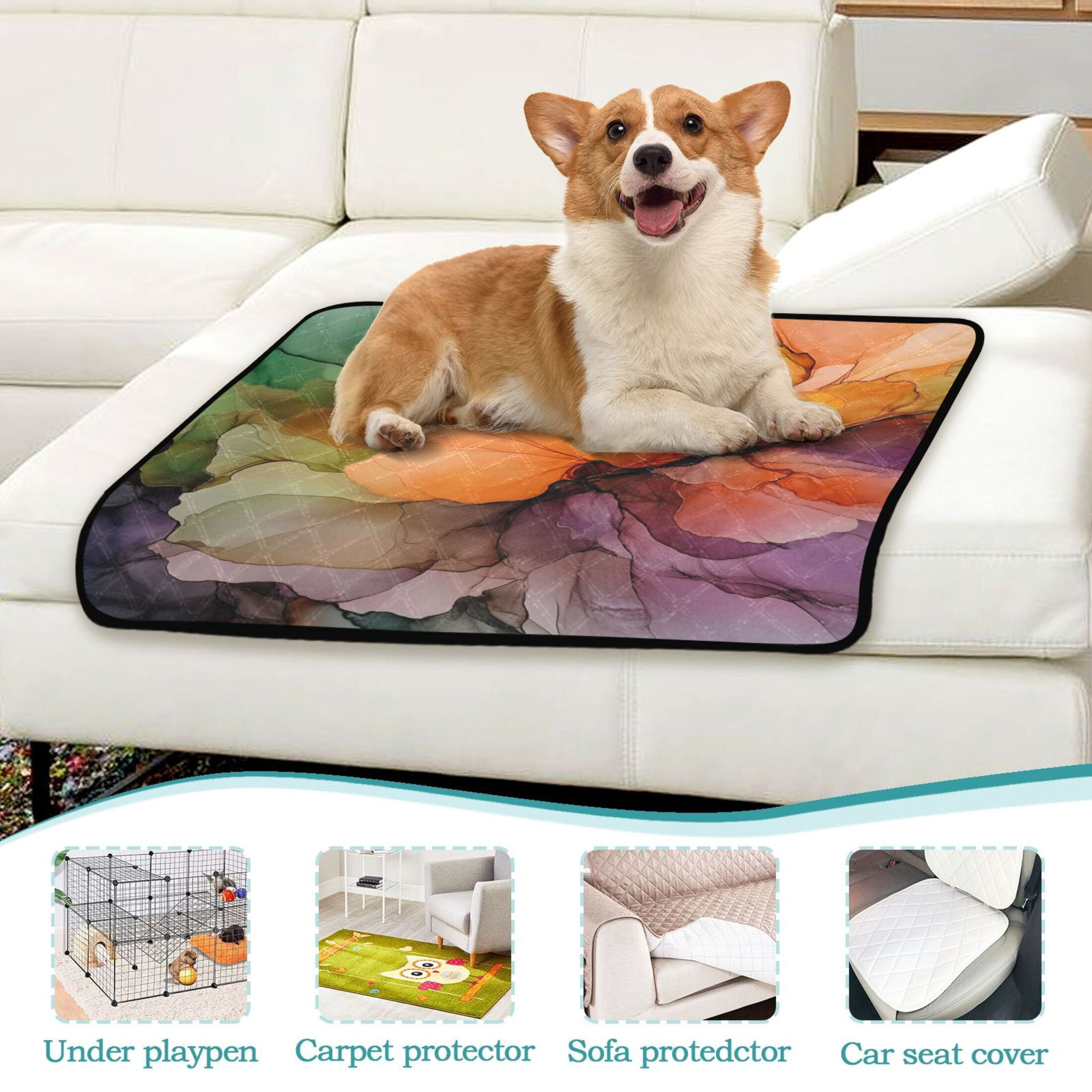 Qxltty Abstract Petal Pattern Cat litter Pads Pet Set of 3 Diaper Mats Center Anti-leakage Layer Absorbent Soft and Comfortable