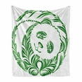 thumbnail image 1 of Modern Soft Flannel Fleece Blanket, Ukrainian Folk Art Ceramic Tile Inspired Panda Bear Featured Foliage Illustration, Cozy Plush for Indoor and Outdoor Use, 60" x 80", Hunter Green, by Ambesonne, 1 of 6