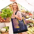 thumbnail image 6 of WOBOGO Purple Dusk Cat Pattern Tote Cooler Bag Fold Flat Insulated Shopping Bag With Zipper For Work Picnic Beach Use 18×6.7×24in, 6 of 8